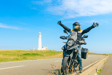 東北ツーリング　尻屋埼灯台とバイク