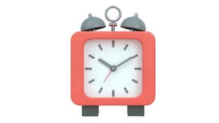 Coral Square Alarm Clock with Twin Bells