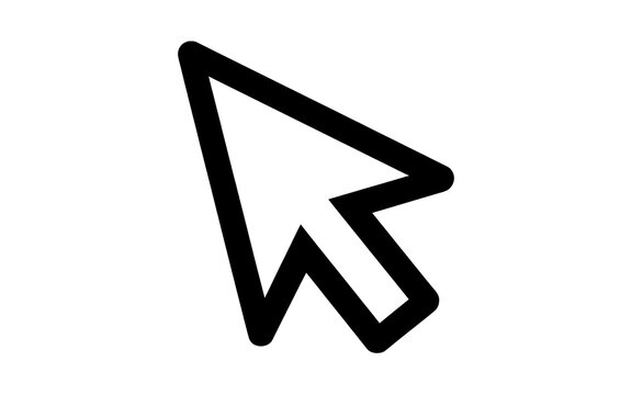 Minimalist black computer mouse cursor arrow icon isolated on a clean white background