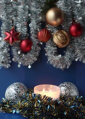 christmas tree and  colorful brilliant ornament