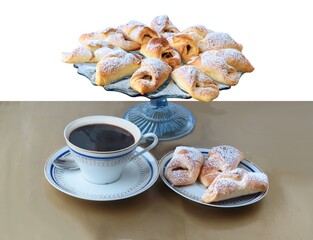 tasty homemade crisp croissants with jam