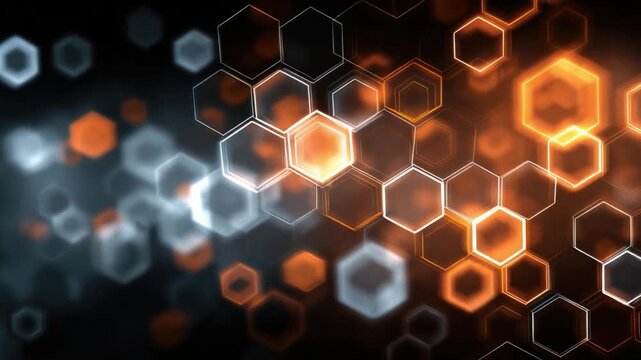 Abstract Honeycomb Structure: Intricate honeycomb structures glow with warm light, showcasing a complex network of interconnected cells and abstract design, creating a sense of energy and connection.