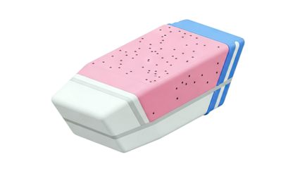 Watermelon-themed eraser with pink, blue, and white colors