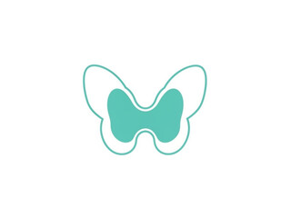 Fototapeta premium A teal butterfly shaped icon with white background and minimalist design