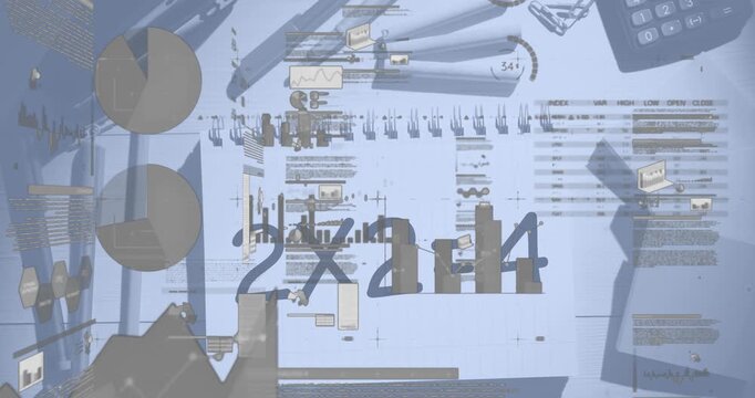 Animation of data processing over school equipment