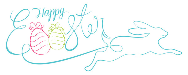 Happy Easter with Easter eggs and bunnies. illustration vector 1.eps