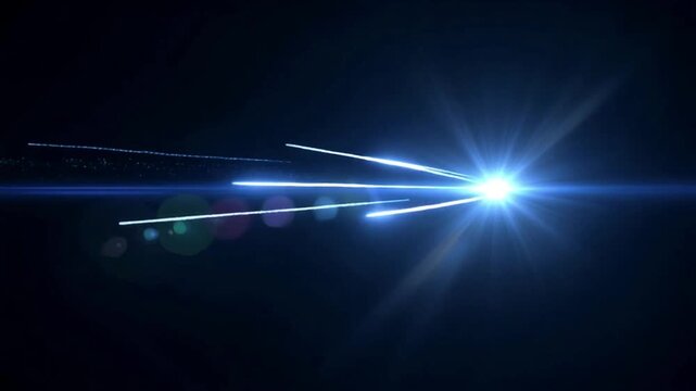 A bright firefly shooting star streaks across a dark transparent background with a vibrant core flare