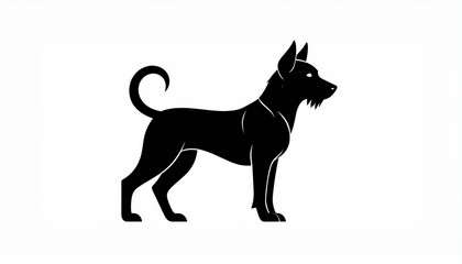 Obraz premium Black German Shepherd Dog Silhouette Standing Proudly on White Background Minimalist Art