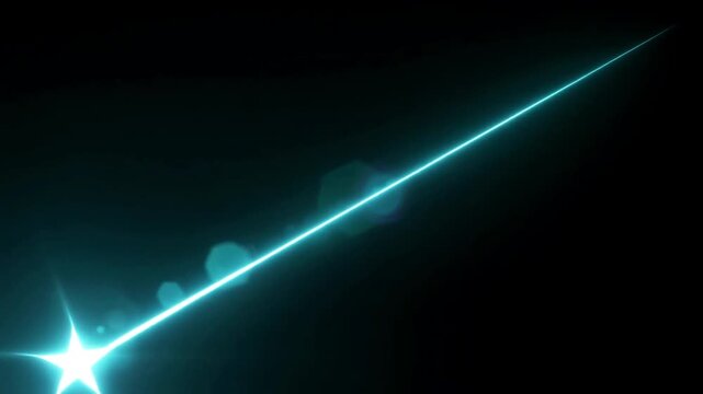 A sharp shooting star darts diagonally across a transparent background, conveying motion in a celestial display