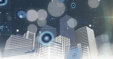 Security padlock icon and data processing over server room against red technology background - Powered by Adobe