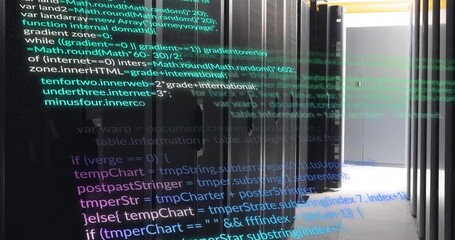 Animation of data processing against computer server room - Powered by Adobe