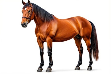 Obraz premium A brown horse standing on a white background