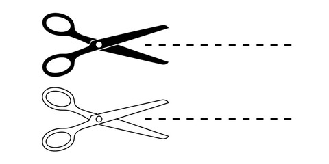 Scissors Cutting a Path Illustration with Dotted Line Design Elements