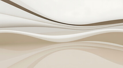 Minimalist abstract background with smooth flowing waves in beige and cream tones, elegant fluid design for modern web and presentation layouts.