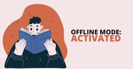 Cartoon vector illustration of a man opening a book reading, symbolizing knowledge and learning