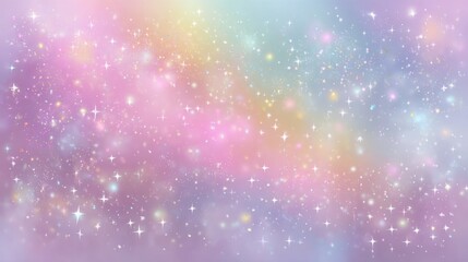 Fototapeta premium Colorful pastel stardust background with sparkling stars and rainbow gradient.