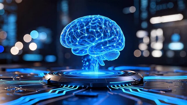 Futuristic brain on circuit board