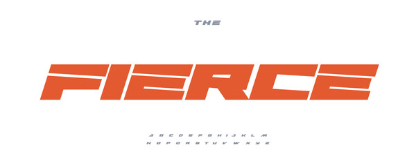 Fierce Font Logo Alphabet Vector Wide Geometric Letters Modern Typography, Bold Space Typographic Design Title Text, Race Poster Headline, Type Symbol Logotype, Heavy Sans Fonts. Vector Typeface © artyway