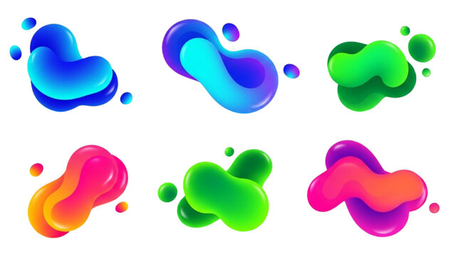 Abstract fluid blobs and shapes with vibrant gradients and smooth textures
