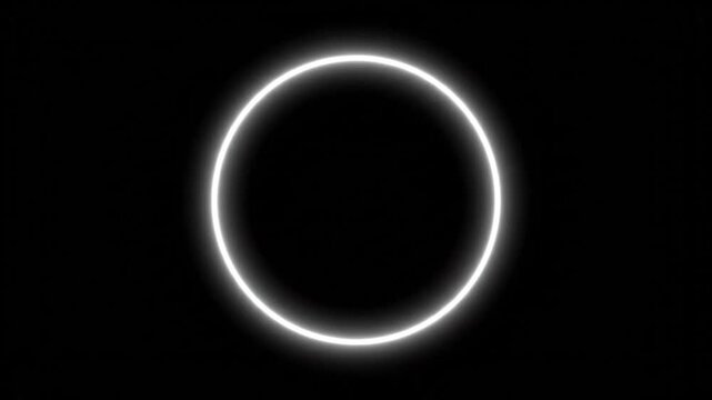 Neon light glowing white color circle frame animation. Neon circle loading icon animation on black background.  4k video