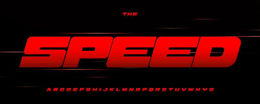 Speed Race Font Logo Alphabet Vector Fast Dynamic Letters Set Typography, Sport Typographic Design for Heavy Title Text, Race Poster Headline, Type Symbol Logotype, Sans Serif Fonts. Vector Typeface