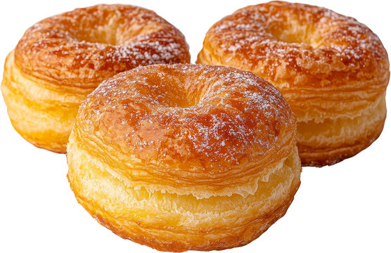 Flaky cronut pastry sugar donut layered dessert sweet bakery golden pastry