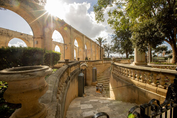 Explore the serene beauty of Upper Barrakka Gardens in Valletta, Malta