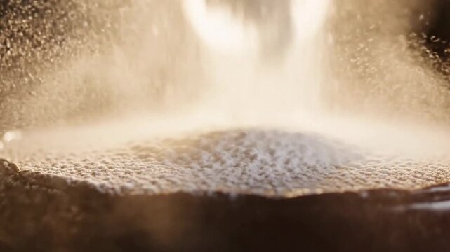 Powdered Sugar Dusting on Dessert Close Up Slow Motion