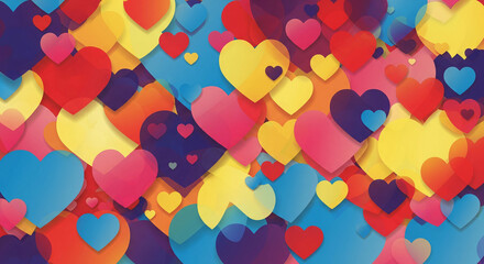 Bright floral Hearts paper Valentines day art background wallpaper for Love gift package