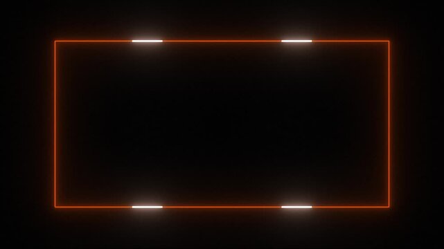 Live streaming Frame - animated orange neon overlay frame with moving light for live streaming and gaming templates