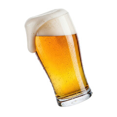 Beer Glass Overflowing Foam Black Background