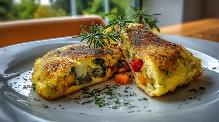 Golden Vegetable Omelet with Fresh Herbs
