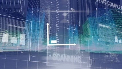 Animation of financial graphs and data processing on digital screen over night road traffic - Powered by Adobe