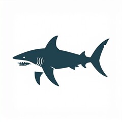 Fototapeta premium Cartoon Great White Shark Swimming Isolated on White Background Vector Illustration