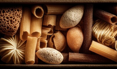 Gourmet Pasta Assortment: Diverse Shapes and Textures in Box