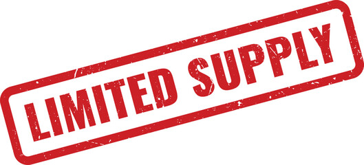 Red Limited Supply grunge rubber stamp indicating product scarcity or restricted availability