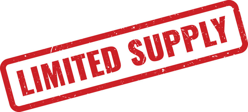 Red Limited Supply grunge rubber stamp indicating product scarcity or restricted availability