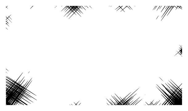 Abstract grunge border with scribbled crosshatch corners and whitespace