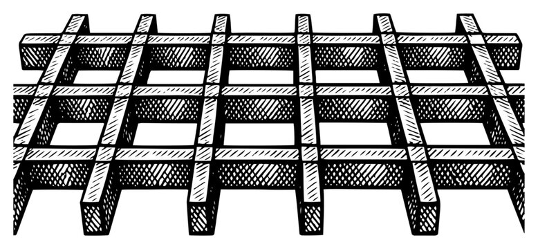 Perspective view of heavy metal grate structure