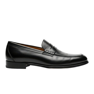 Black Leather Penny Loafer Shoe Isolated