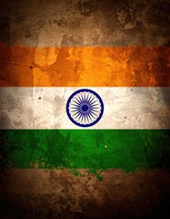 Grungy Indian Flag Theme Brown Background
