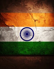 Grungy Indian Flag Theme Brown Background