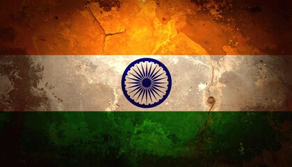 Grungy Indian Flag Theme Brown Background