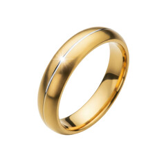 Gold wedding ring with white stripe and sparkle