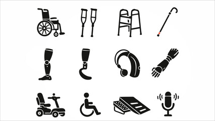 Fototapeta premium disability Assistive Devices Vector Icons – Accessibility Tools