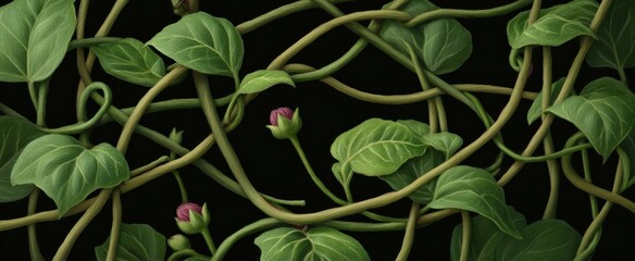 Obraz premium Tangled garden vines curl and intertwine showing life’s intricate bonds