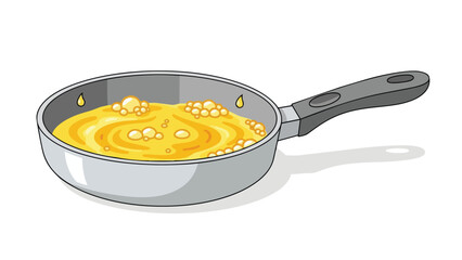 Vibrant Yellow Liquid Simmering in a Frying Pan Illustration for Culinary Content Cooking Kitchen