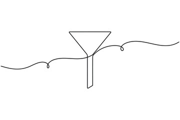 Sales funnel process icon continuous one line drawing on white background minimalist business symbol outline vector illustration