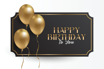 Birthday party luxury elegant invitation card with 3d balloon illustration.