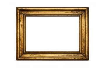 Gold antique picture frame providing a classic border for various artwork or display content with transparent background
